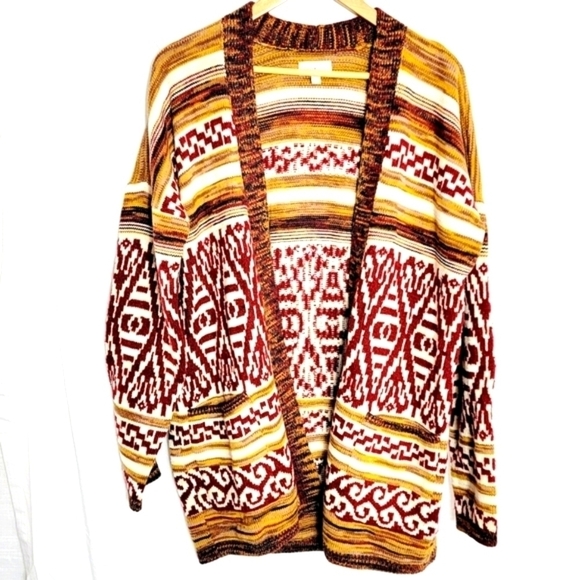 Lucky Brand Bohemian Knit Open Boho Cardigan Sweater Size L - Picture 1 of 7